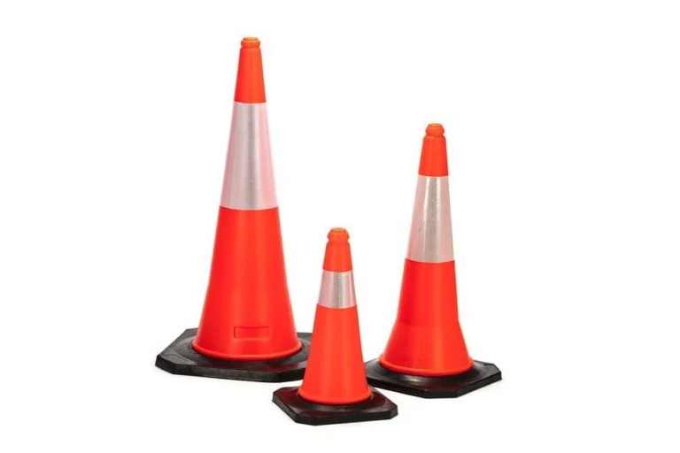 High-Visibility PE Traffic Cone with Reflective Collar and Black Base